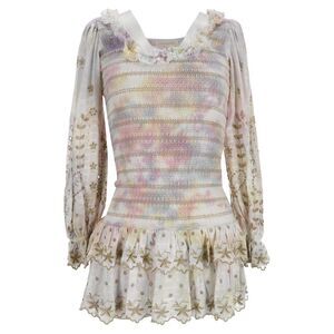 Loveshackfancy Celia Tie-Dye Mini Dress in Multicolor Viscose